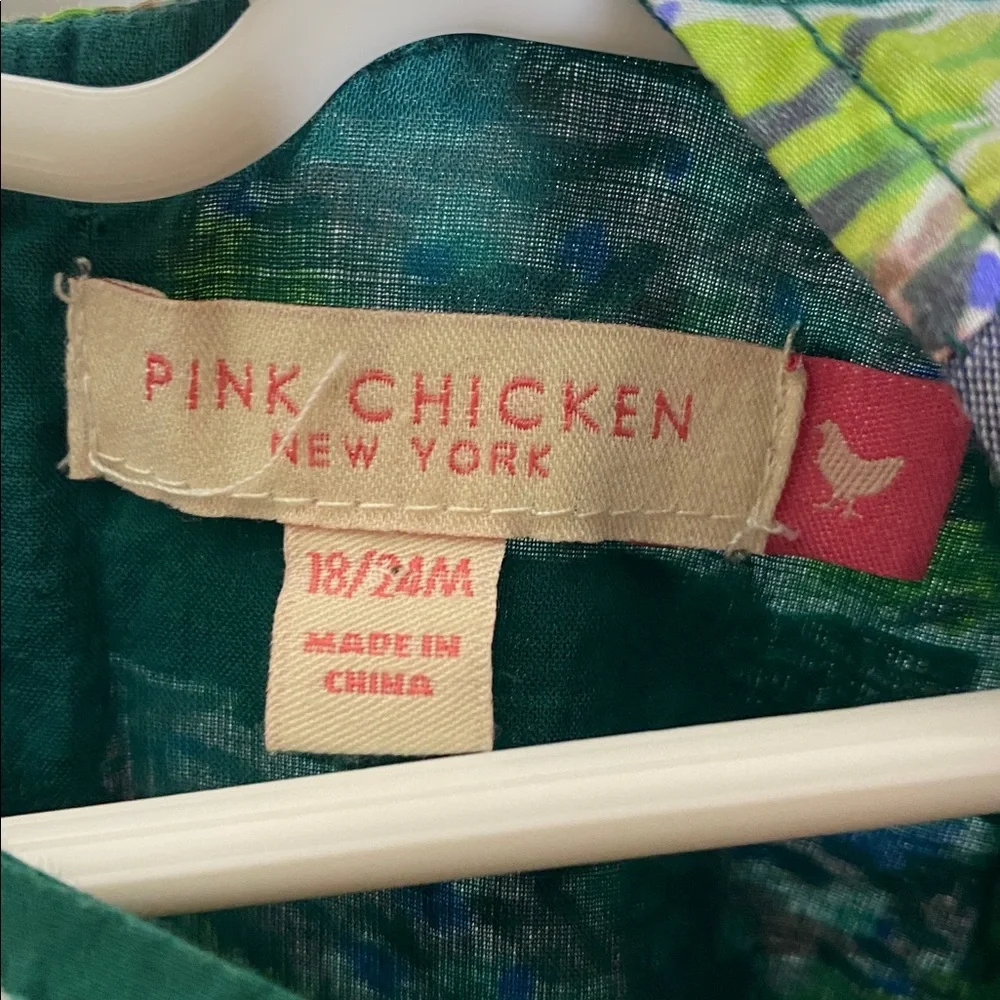Pink Chicken New York Green Peacock Print Dress